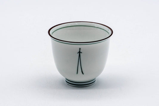 Japanese Teacup - White Porcelain Pine Needle Mino-yaki Yunomi - 100ml