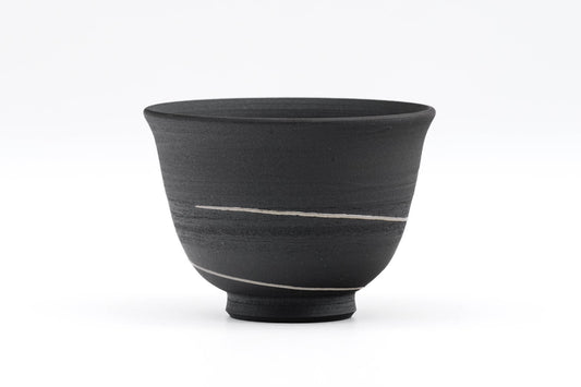 Japanese Teacup - �ÉÌïÅó´ó Sawada Tomohiro - Black Spiraling Tokoname-yaki Yunomi - 130ml