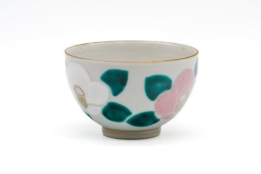 Japanese Teacup - ‚}Ԫ Õæ×ô·ò Kuramoto Masao - Hand-painted Camellias Kiyomizu Yunomi - 120ml