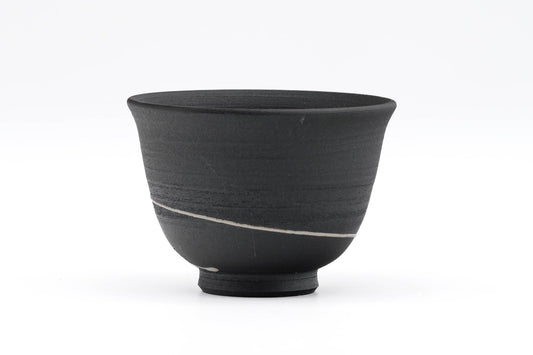Japanese Teacup - �ÉÌïÅó´ó Sawada Tomohiro - Black Spiraling Tokoname-yaki Yunomi - 130ml