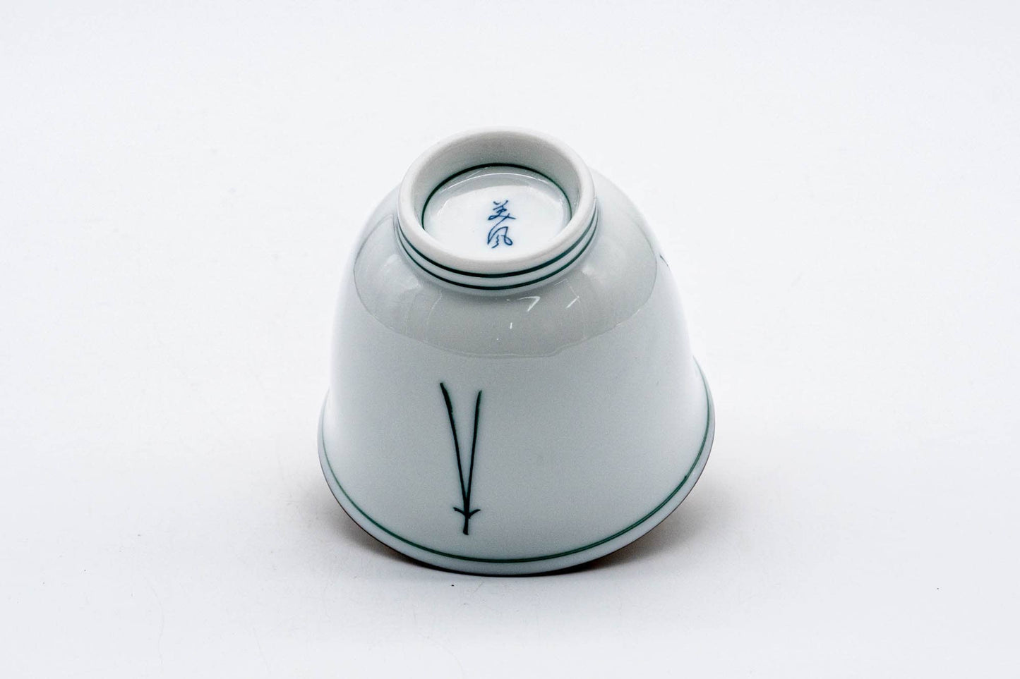 Japanese Teacup - White Porcelain Pine Needle Mino-yaki Yunomi - 100ml