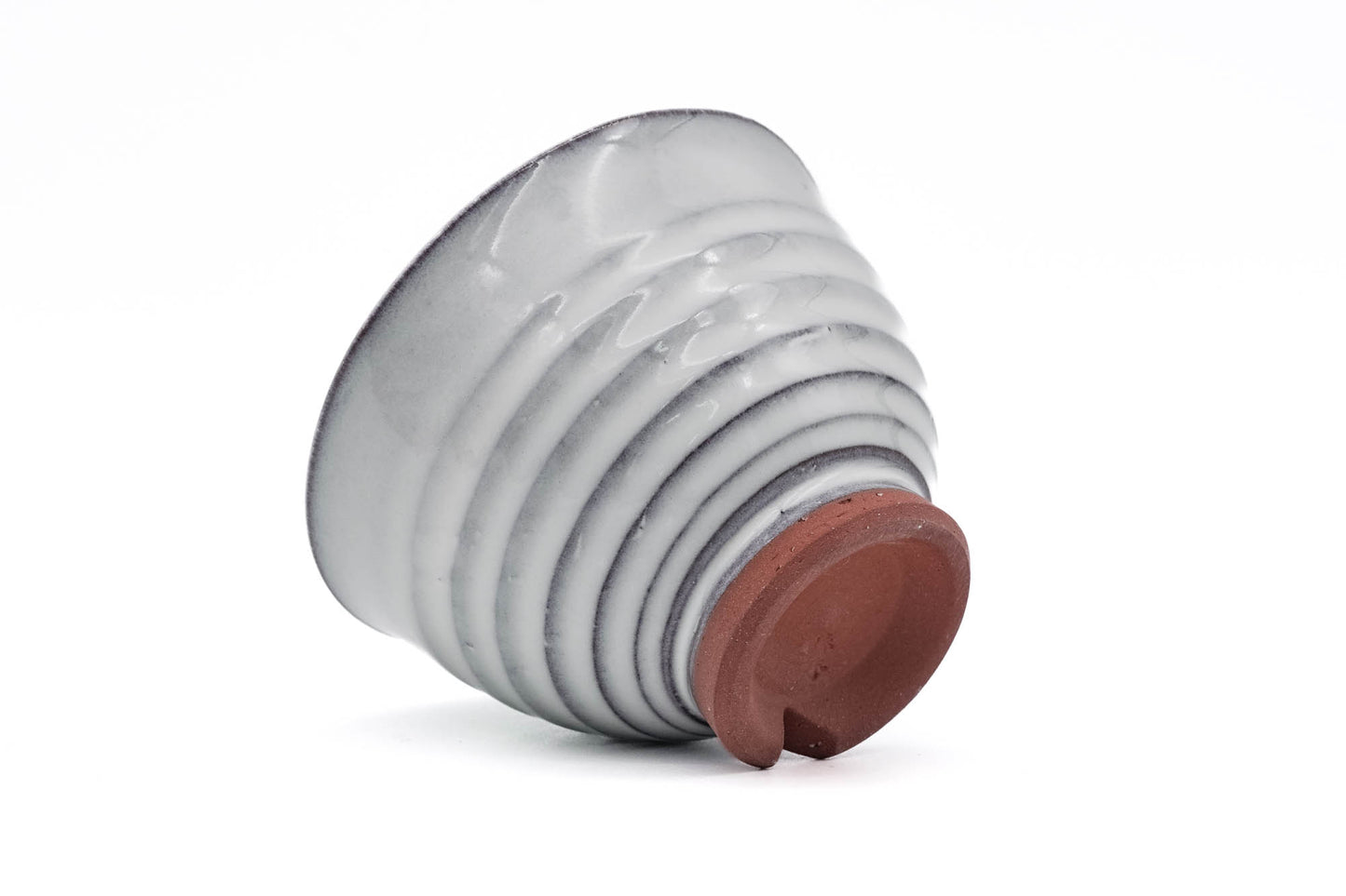 Japanese Teacups - ´»Ðã¸G Tsubakihide Kiln - Wooden Box Set of 5 White Spiraling Hagi-yaki Yunomi - 150ml