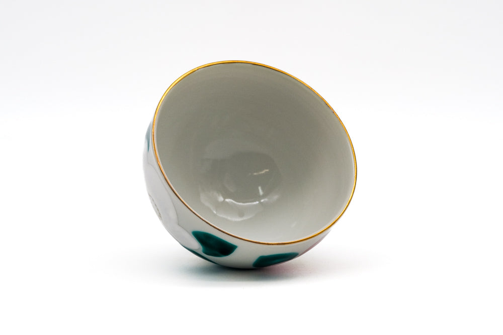 Japanese Teacup - ‚}Ԫ Õæ×ô·ò Kuramoto Masao - Hand-painted Camellias Kiyomizu Yunomi - 120ml